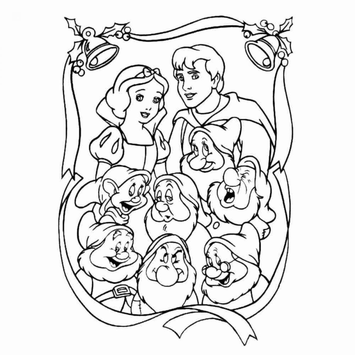 Charming snow white and 7 dwarfs coloring book