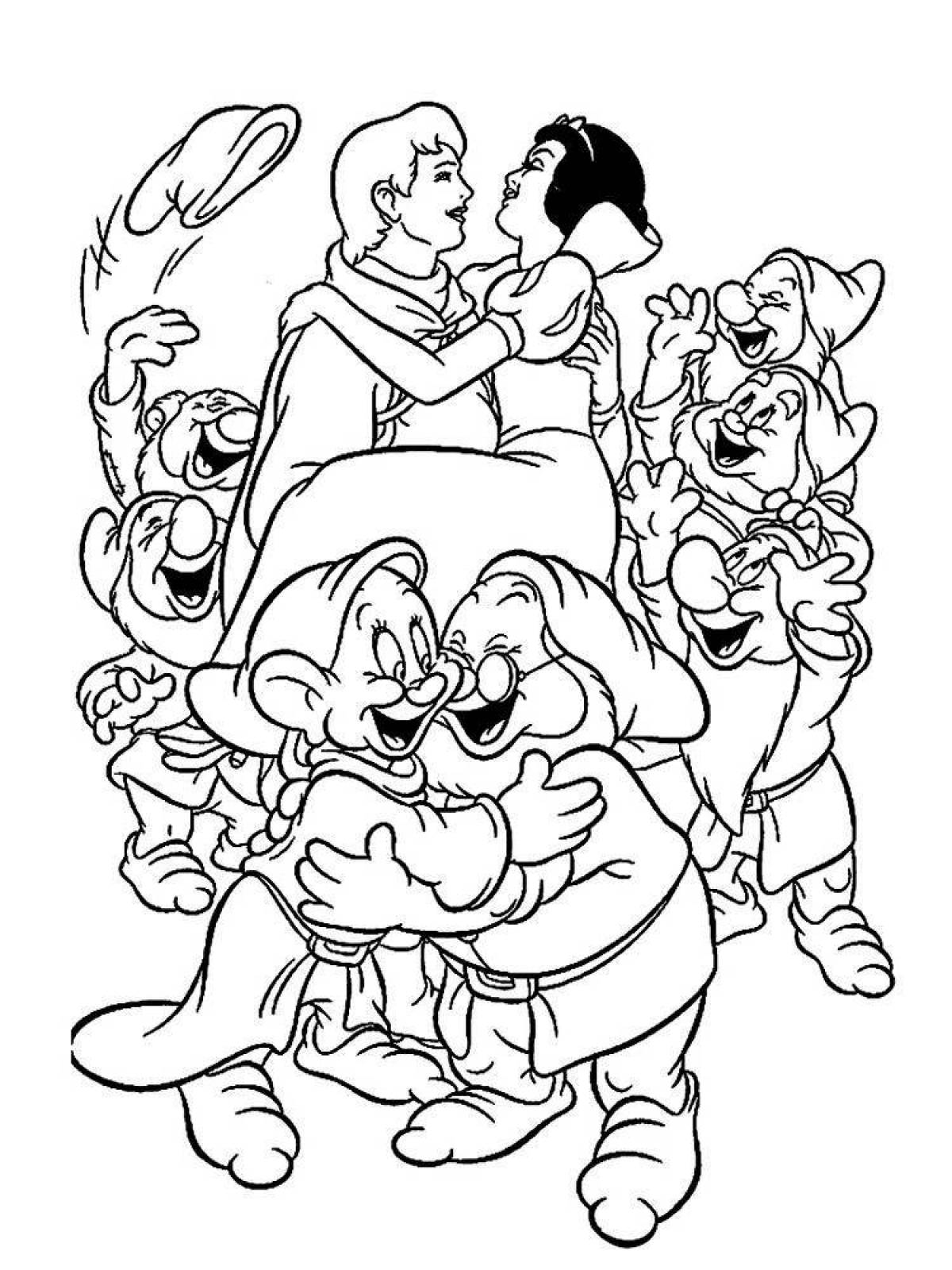 Exquisite snow white and 7 dwarfs coloring book
