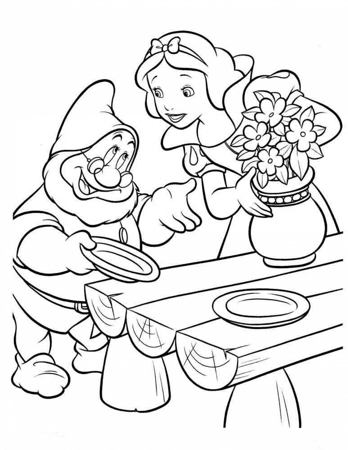 Snow White and the 7 Dwarfs coloring page