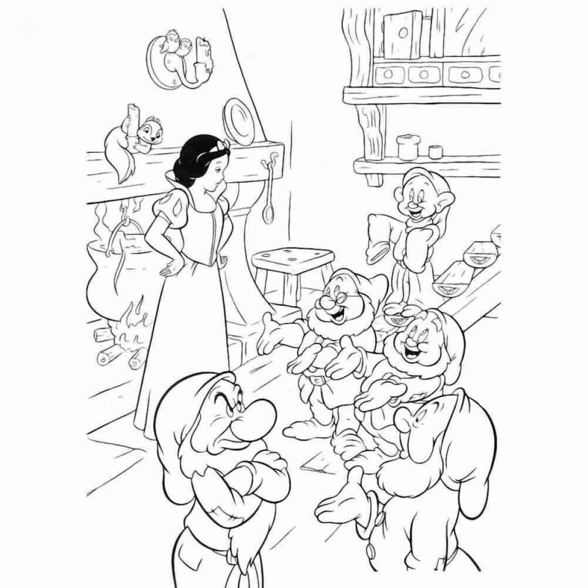 Snow White and the 7 Dwarfs glitter coloring book