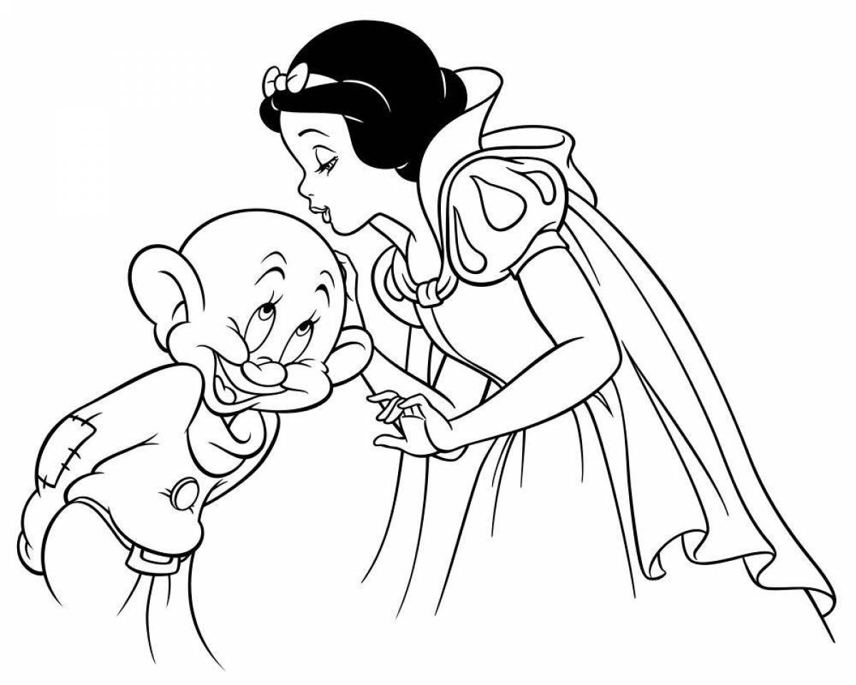 Coloring bright snow white and 7 dwarfs