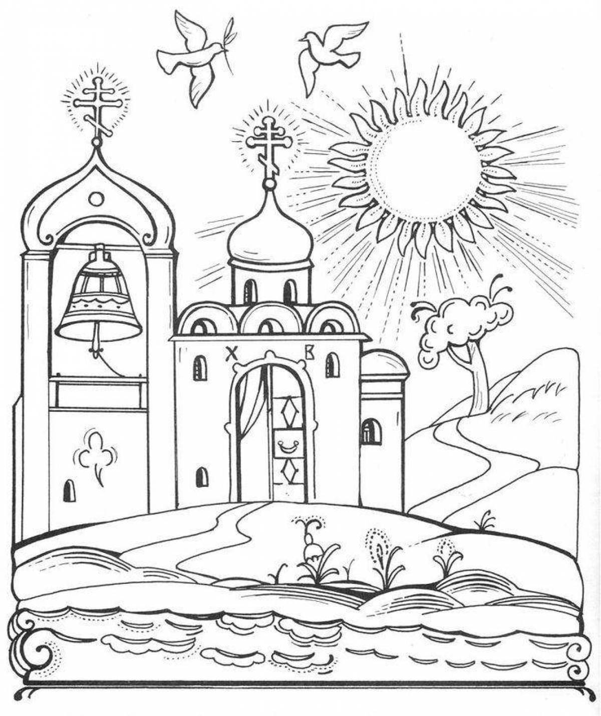 Exquisite coloring pages of temples and churches for children