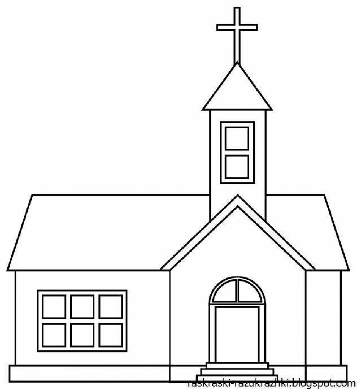Glitter coloring pages of temples and churches for kids