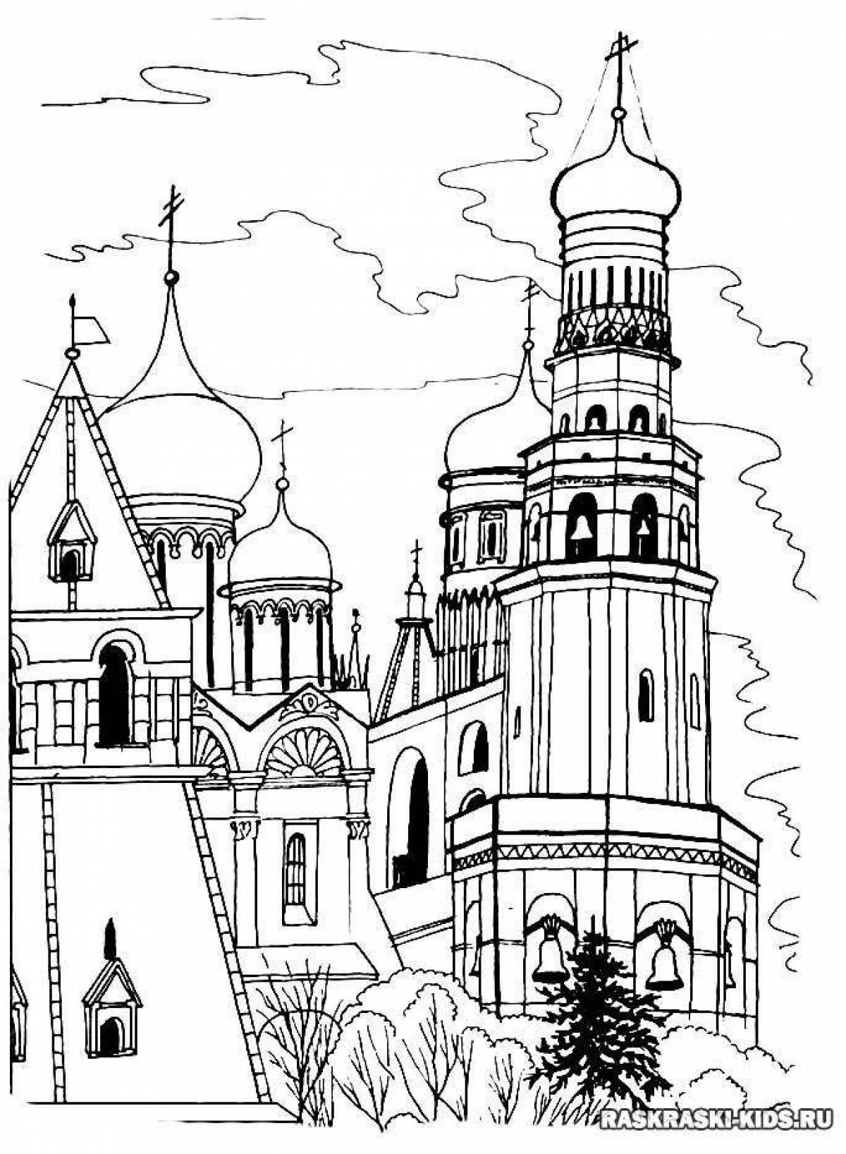 Exotic temples and churches coloring pages for kids
