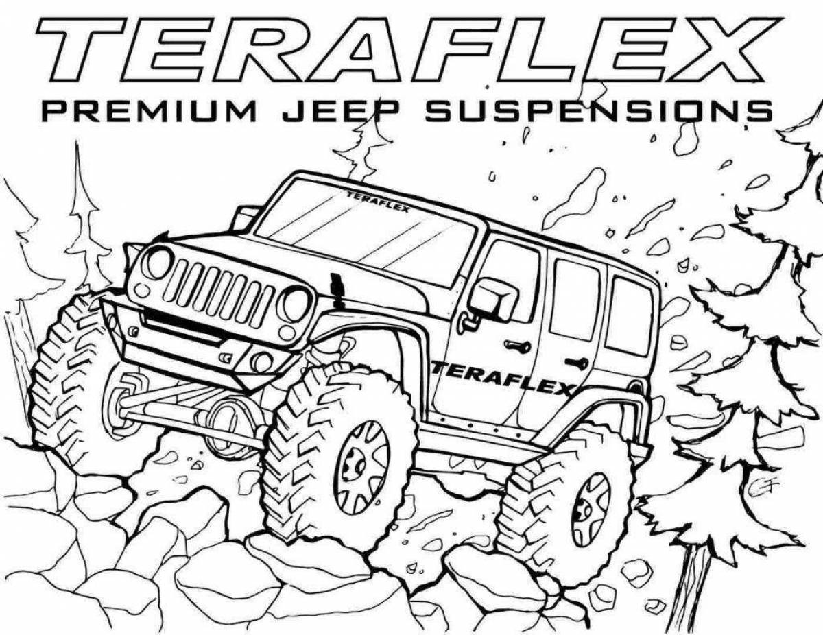 Fantastic jeep coloring book for boys