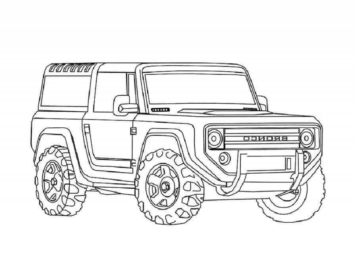 Animated coloring jeep for boys