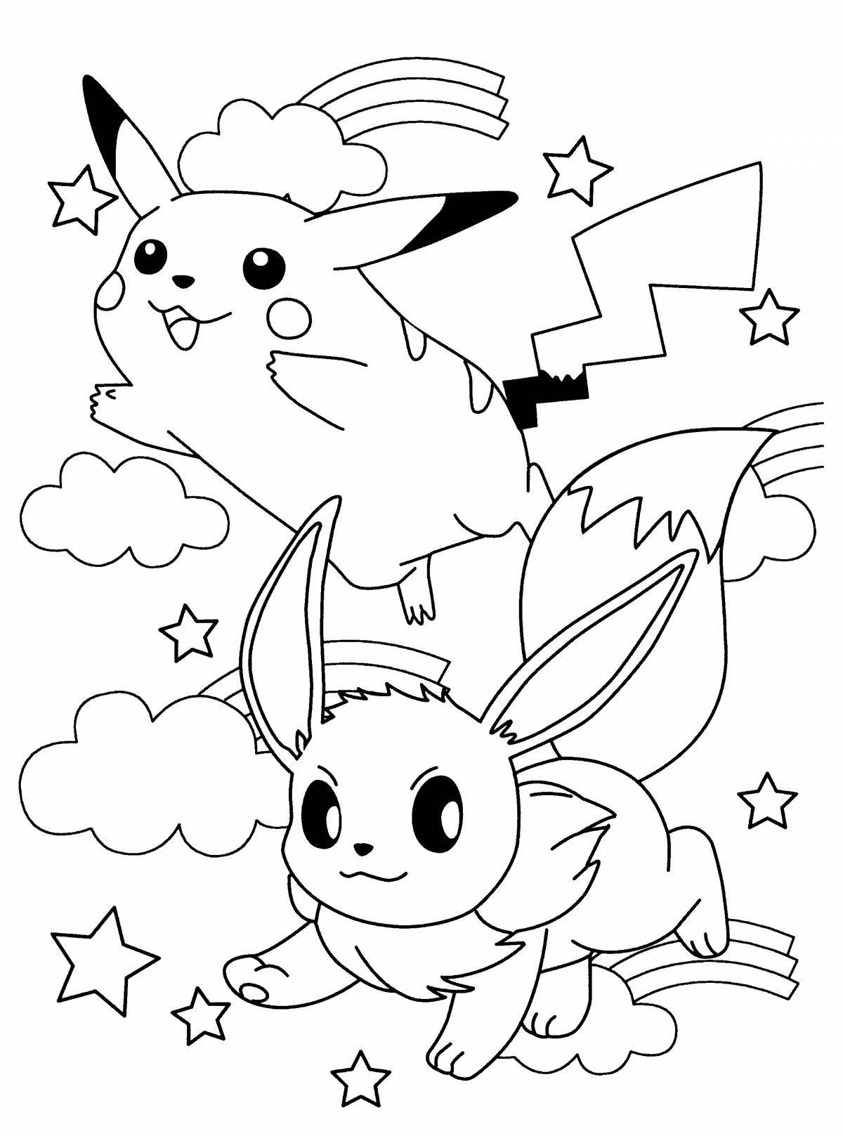 Colorful pikachu coloring book for girls