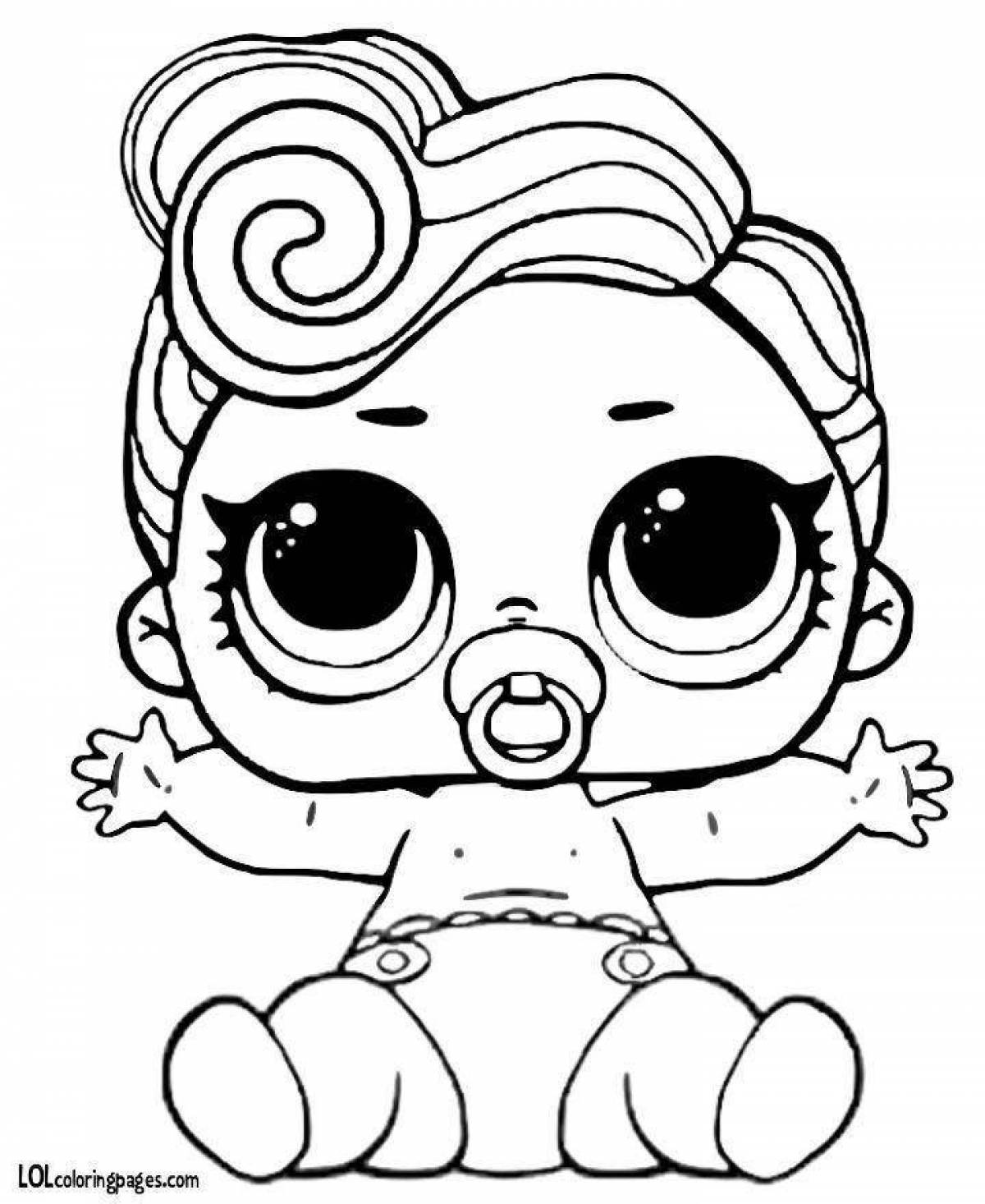 Colorful lol dolls coloring page for 5-6 year olds