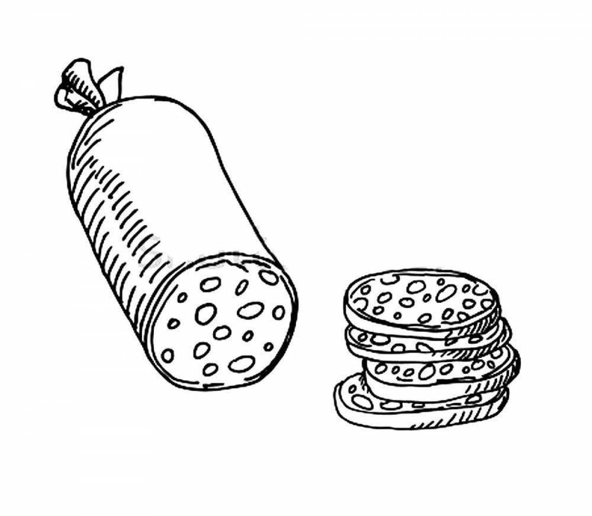 Colorful sausage coloring page