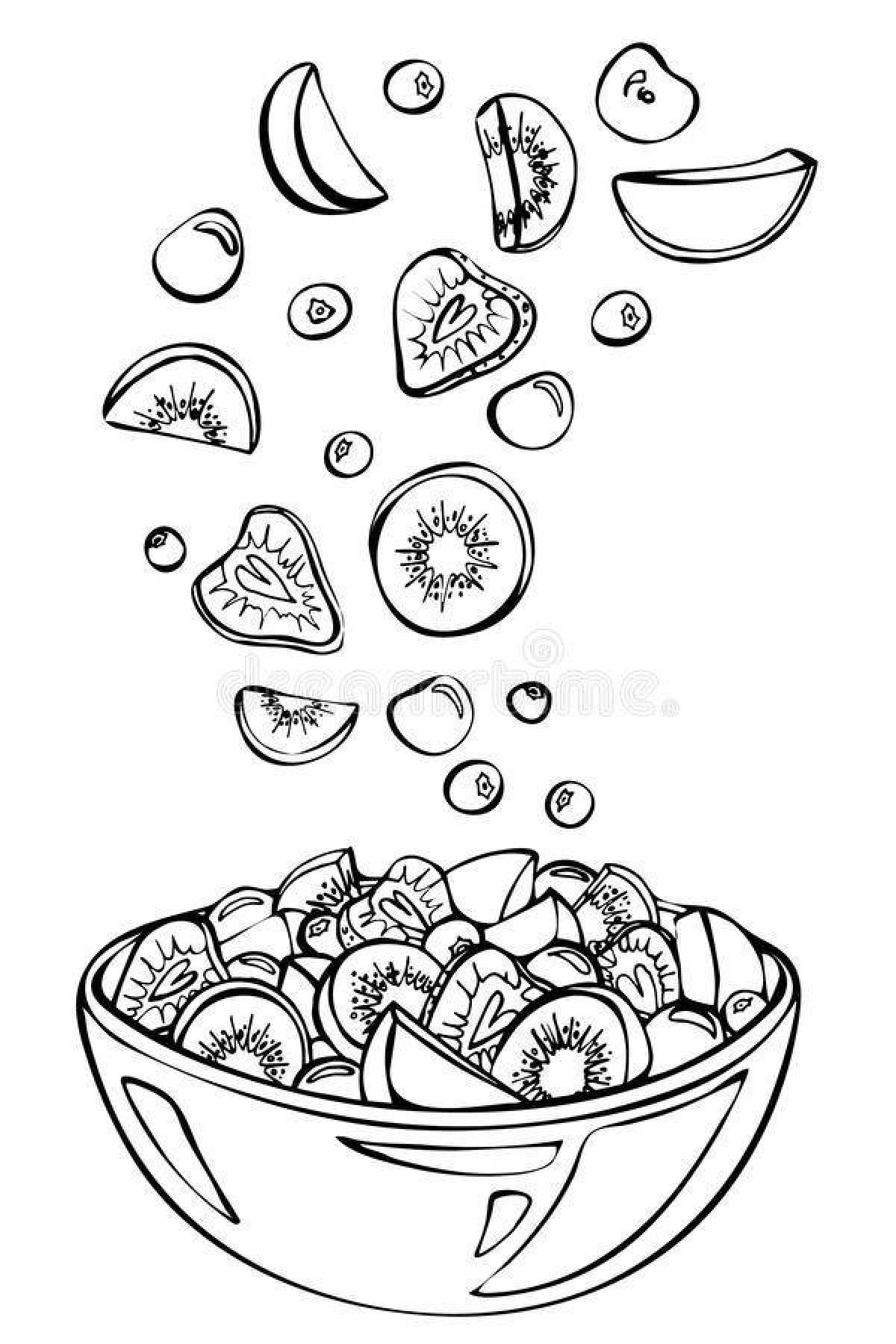 Delicious fruit salad coloring page