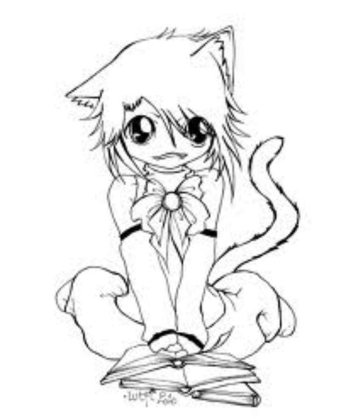 Live anime cat coloring book