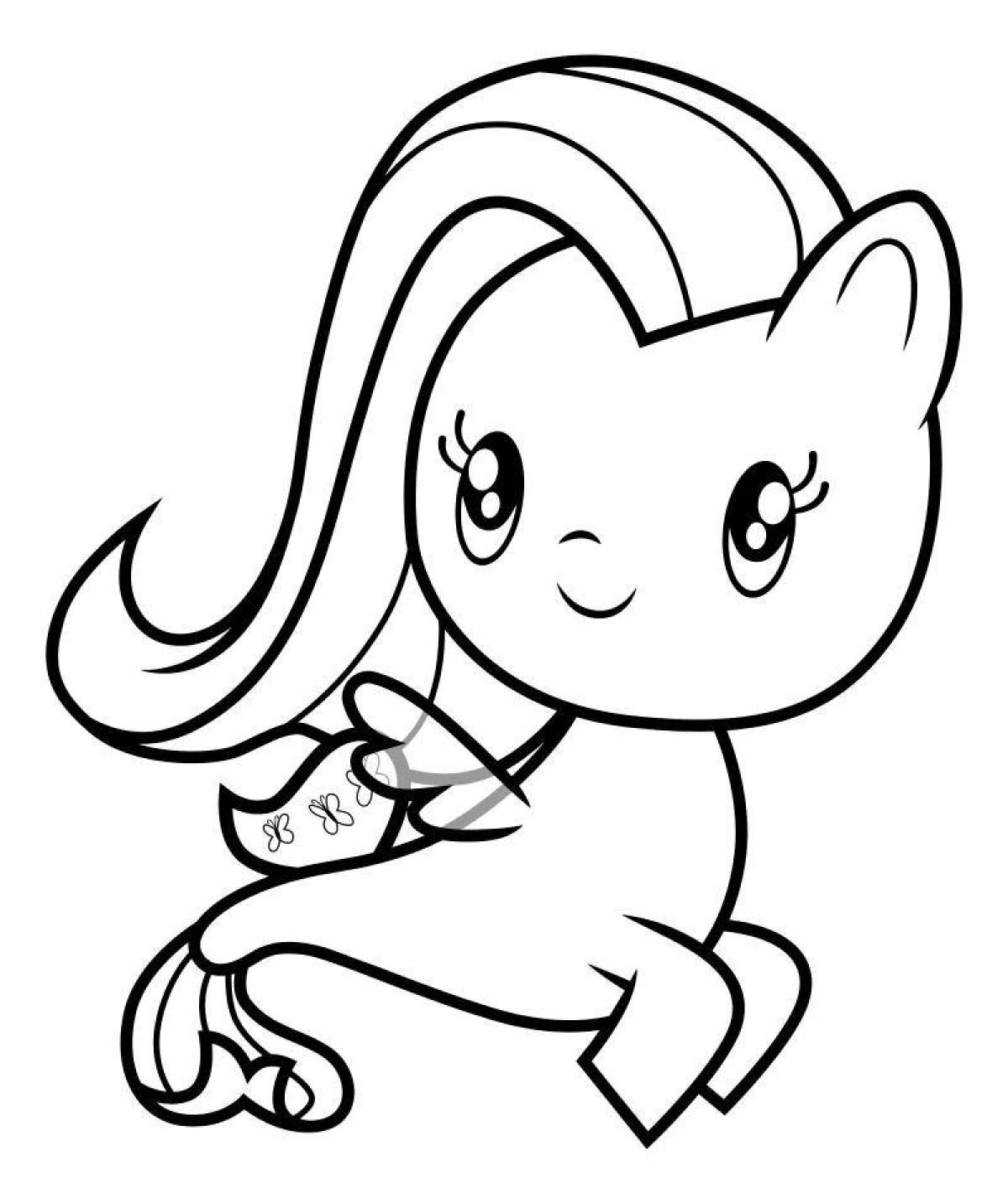 Coloring page gorgeous fluttershy pony