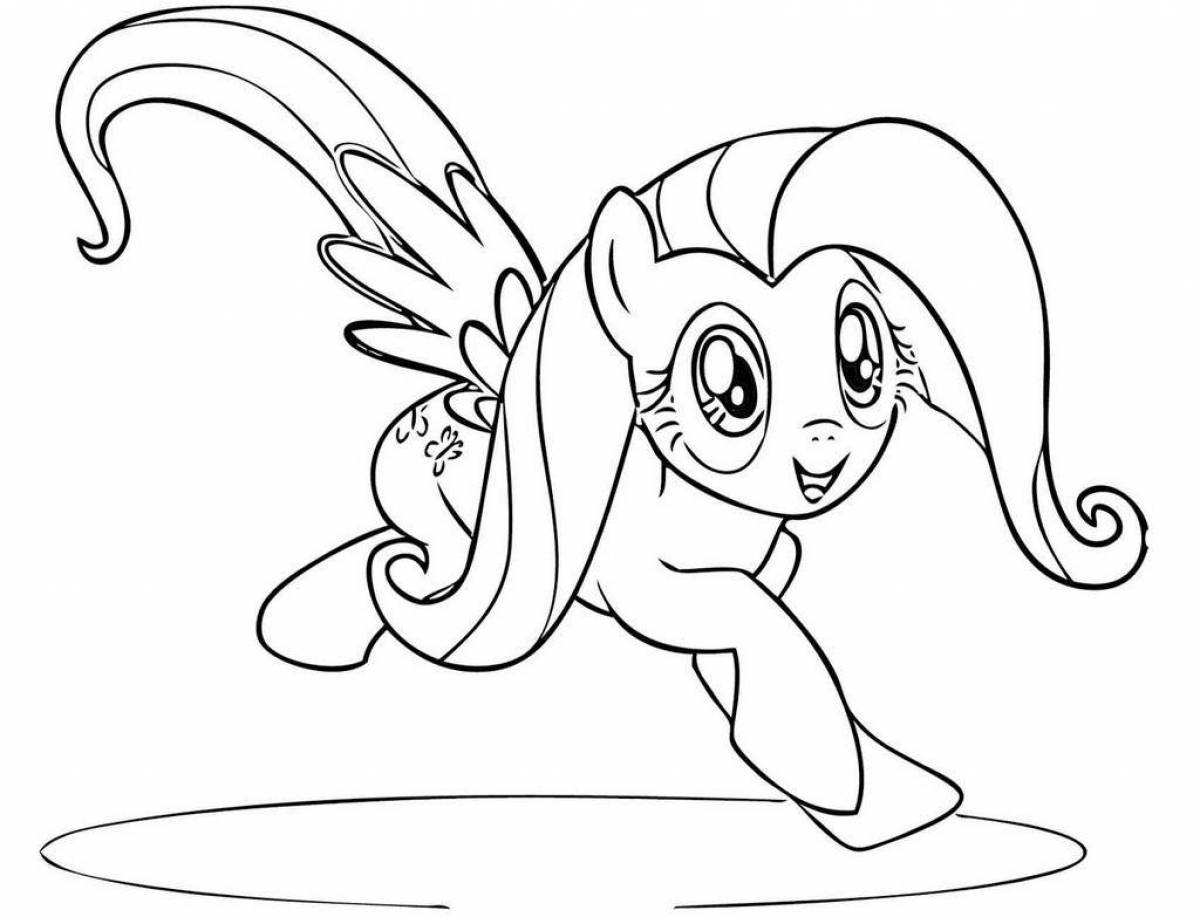 Jovial fluttershy pony coloring page
