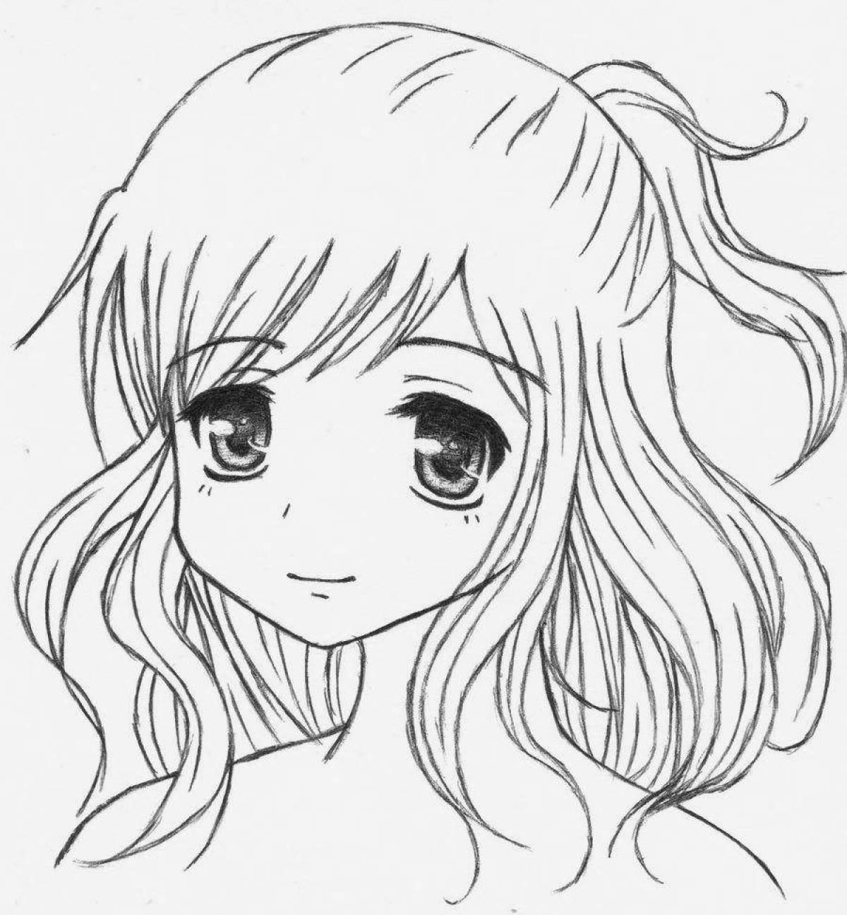 Colorful anime face coloring page