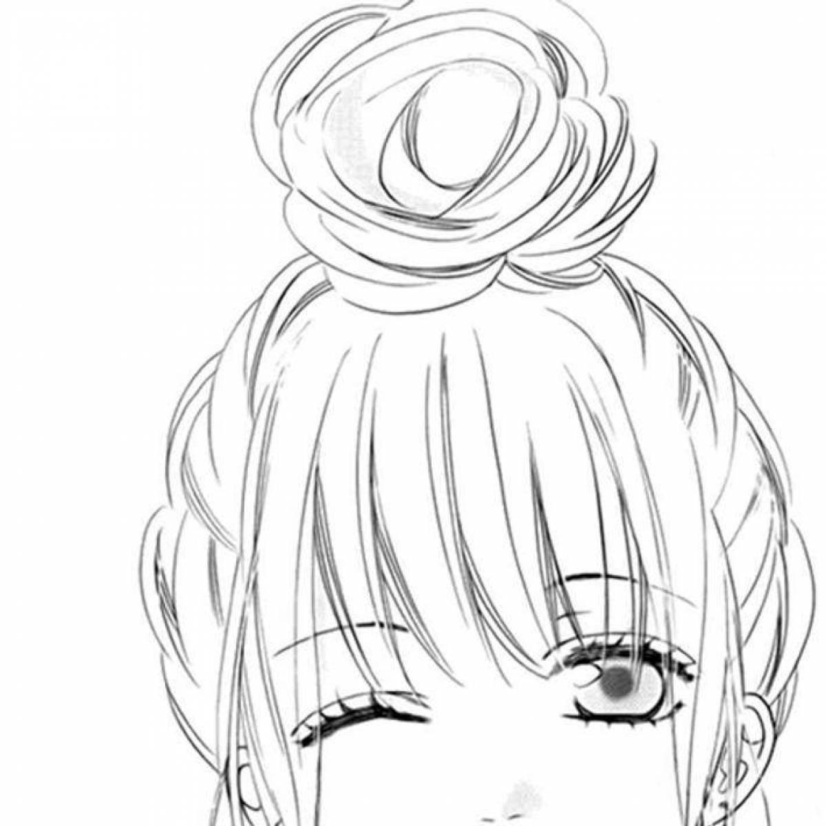 Joyful anime face coloring page