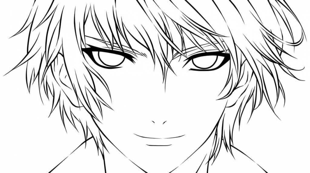 Bright anime face coloring page