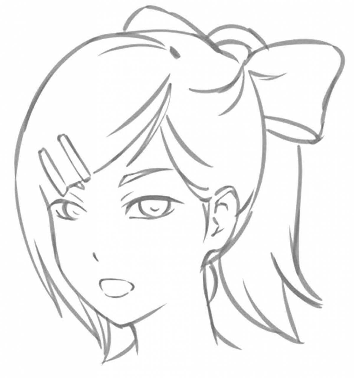 Coloring page of shining anime face