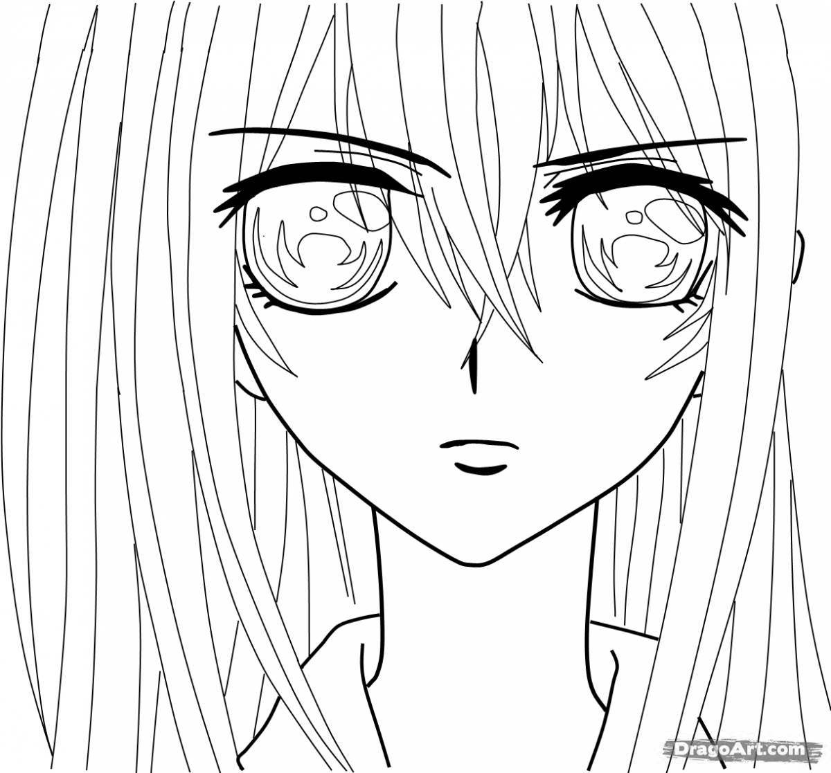 Playful anime face coloring page
