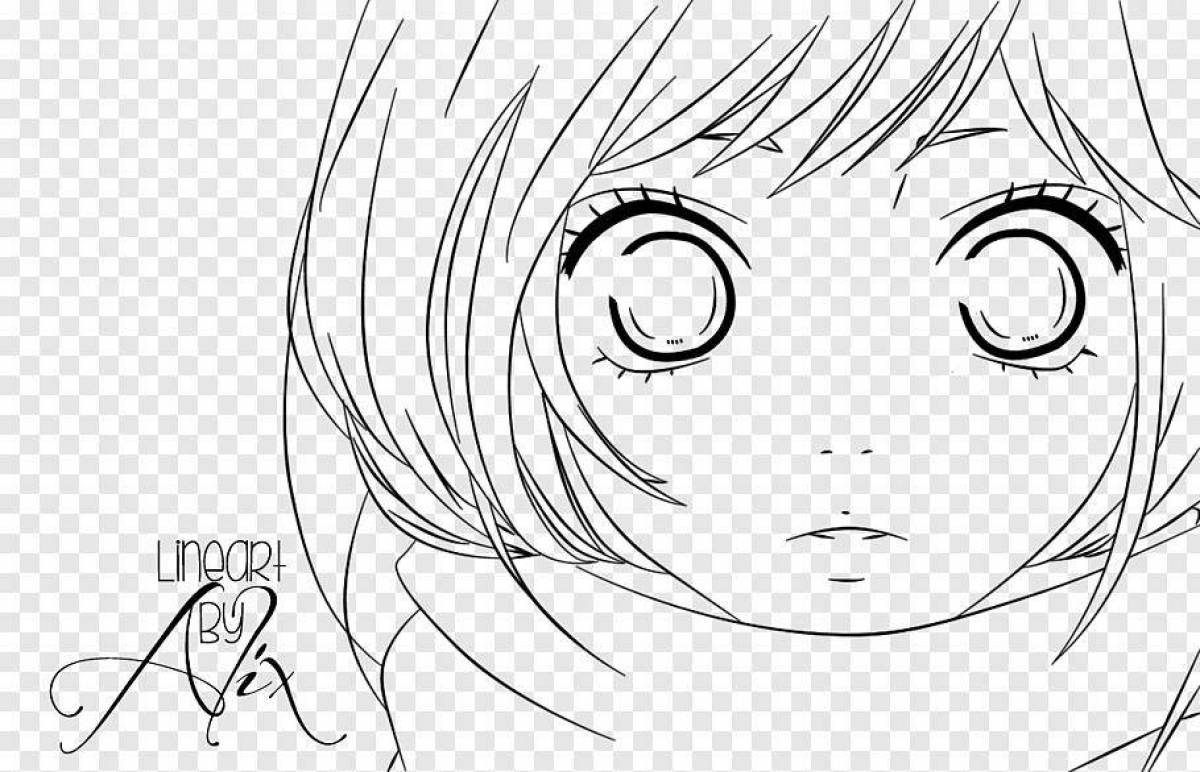 Exciting anime face coloring page