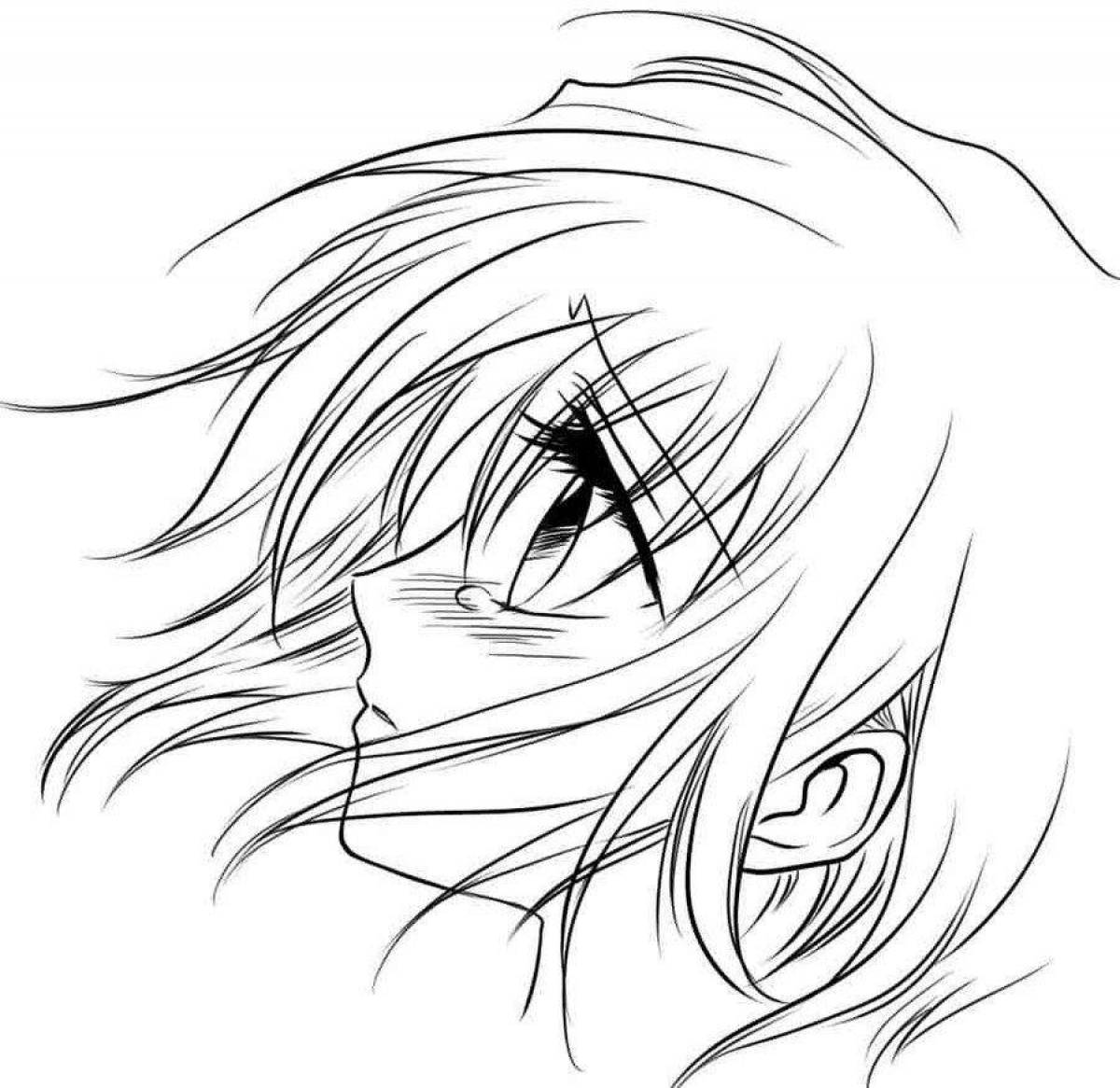 Daring anime face coloring page