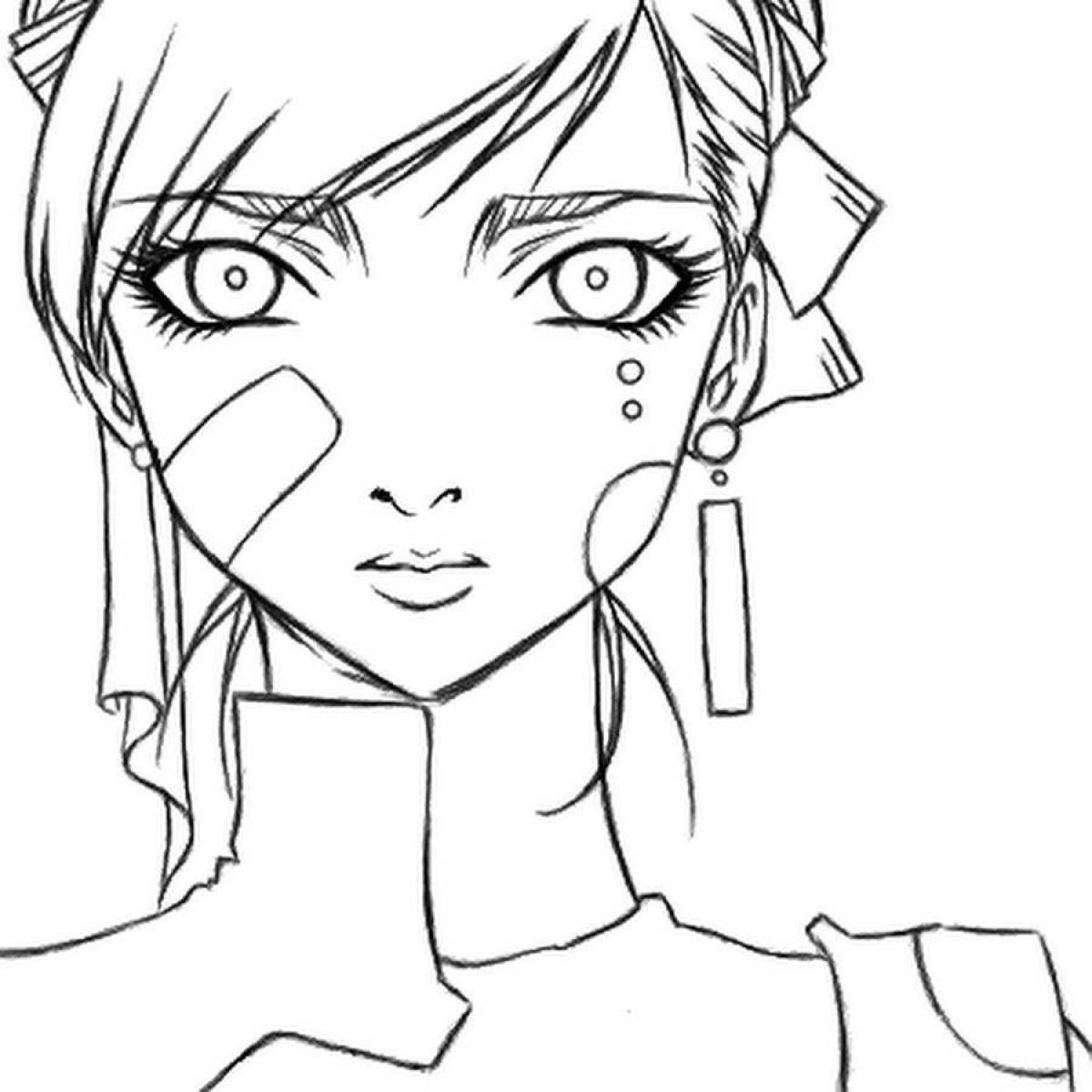 Fabulous anime face coloring page