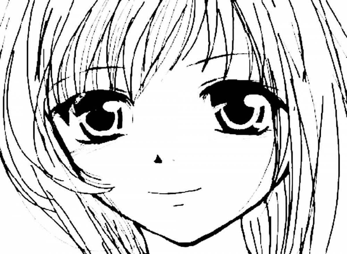 Cute anime face coloring page