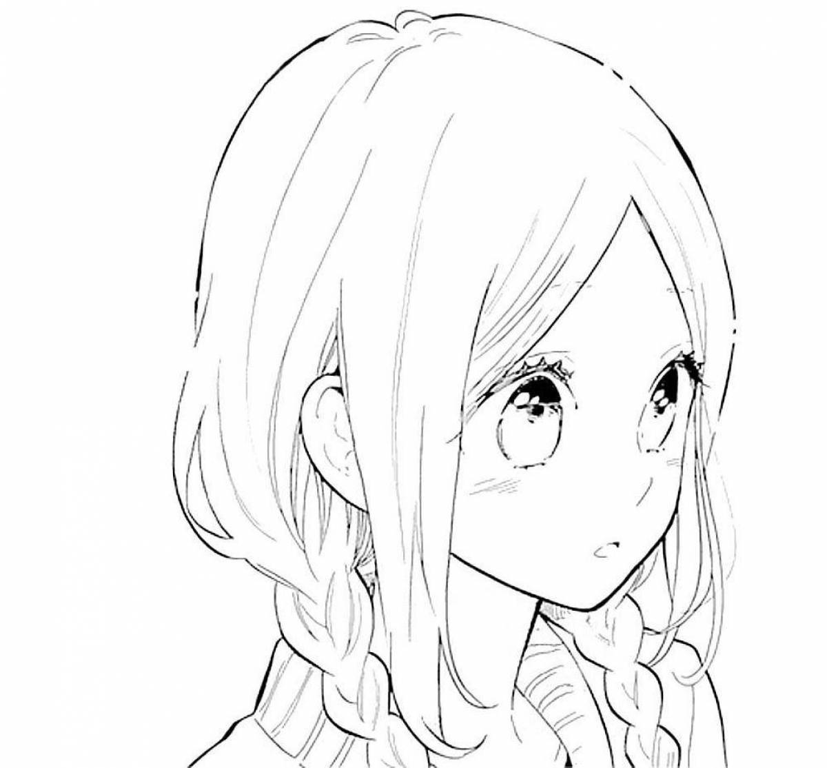 Delightful anime face coloring page