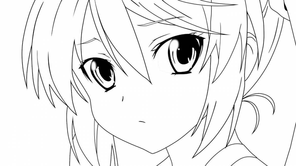 Adorable anime face coloring page