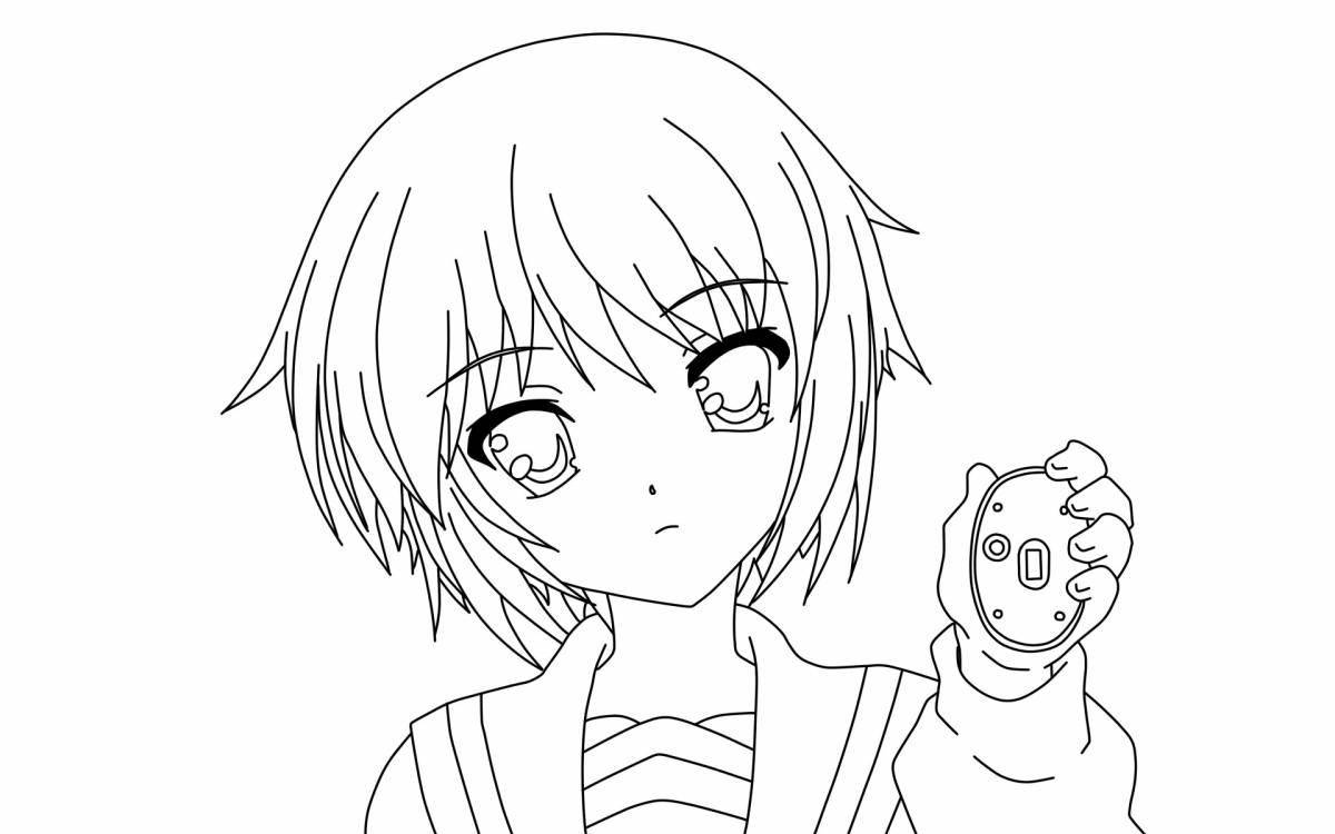 Sweet anime face coloring page