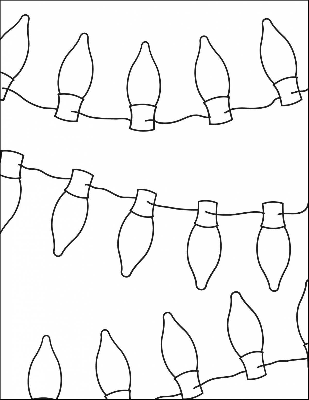Glowing Christmas garland coloring page