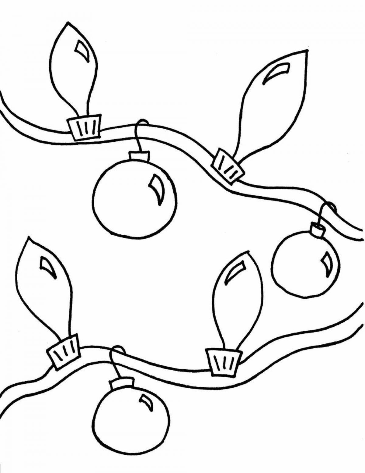 Glitter Christmas garland coloring page