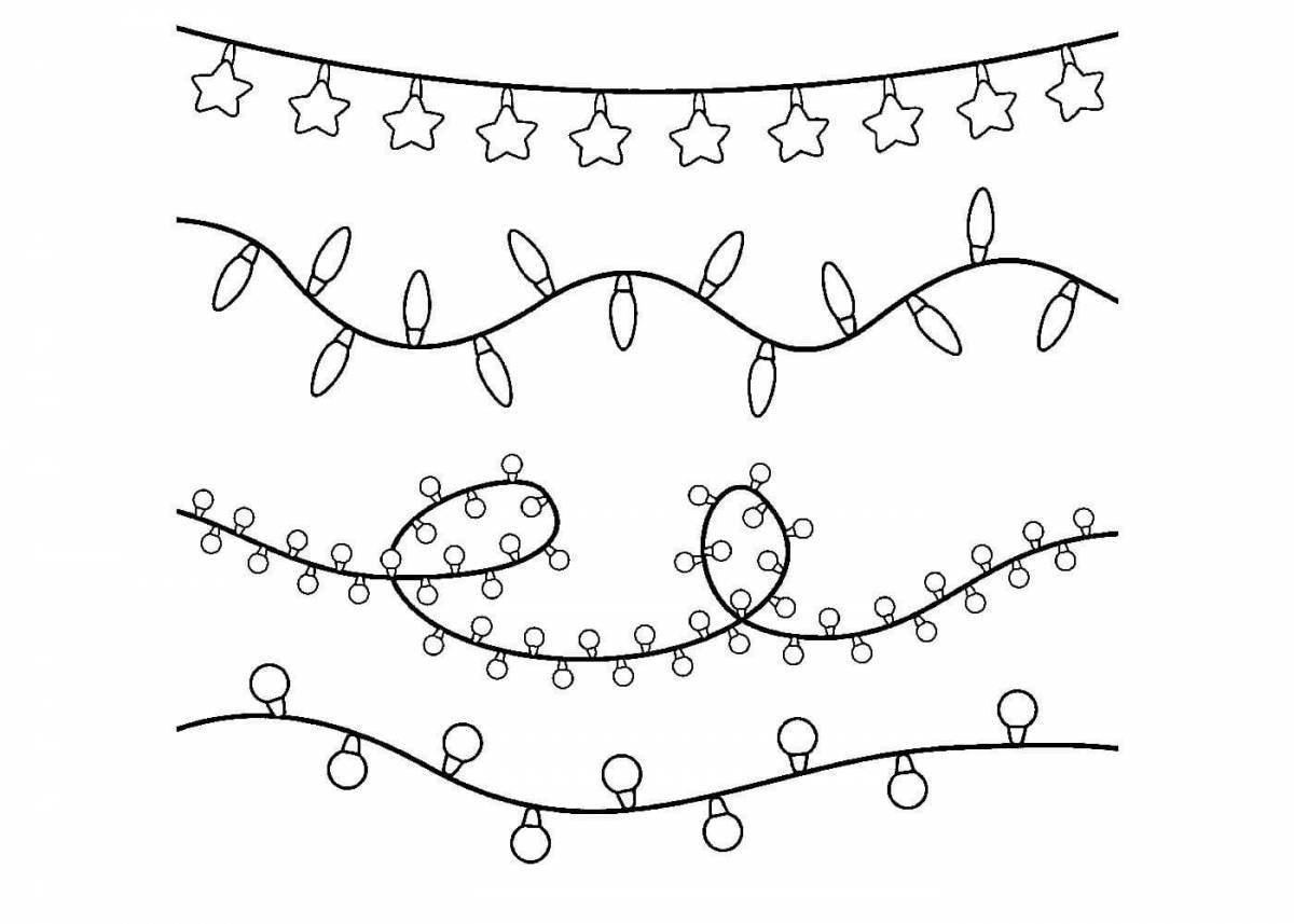 Amazing Christmas garland coloring page