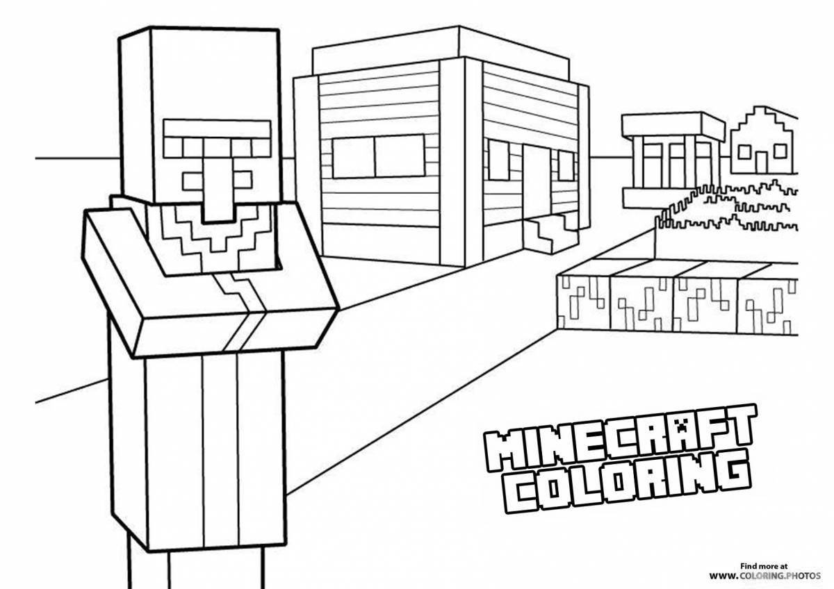 Adorable minecraft house coloring page