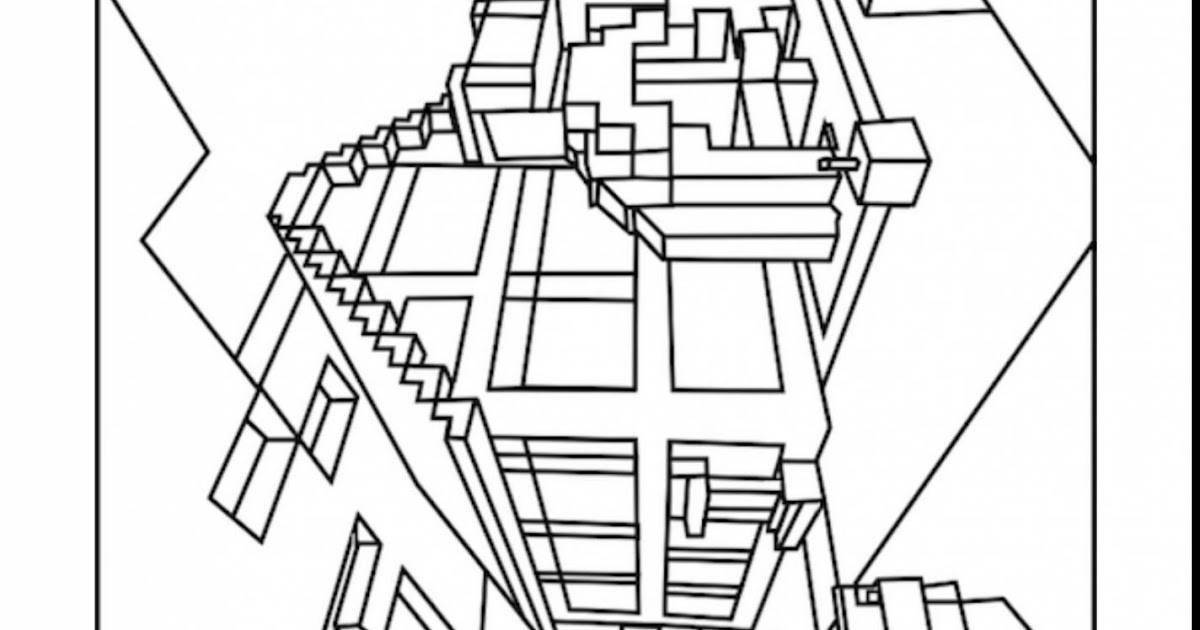 Fascinating minecraft house coloring page