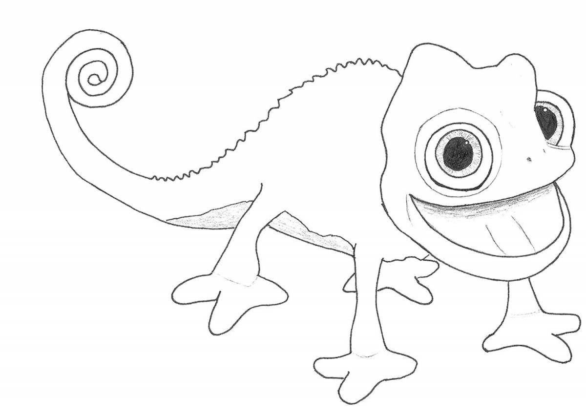 Coloring page playful chameleon