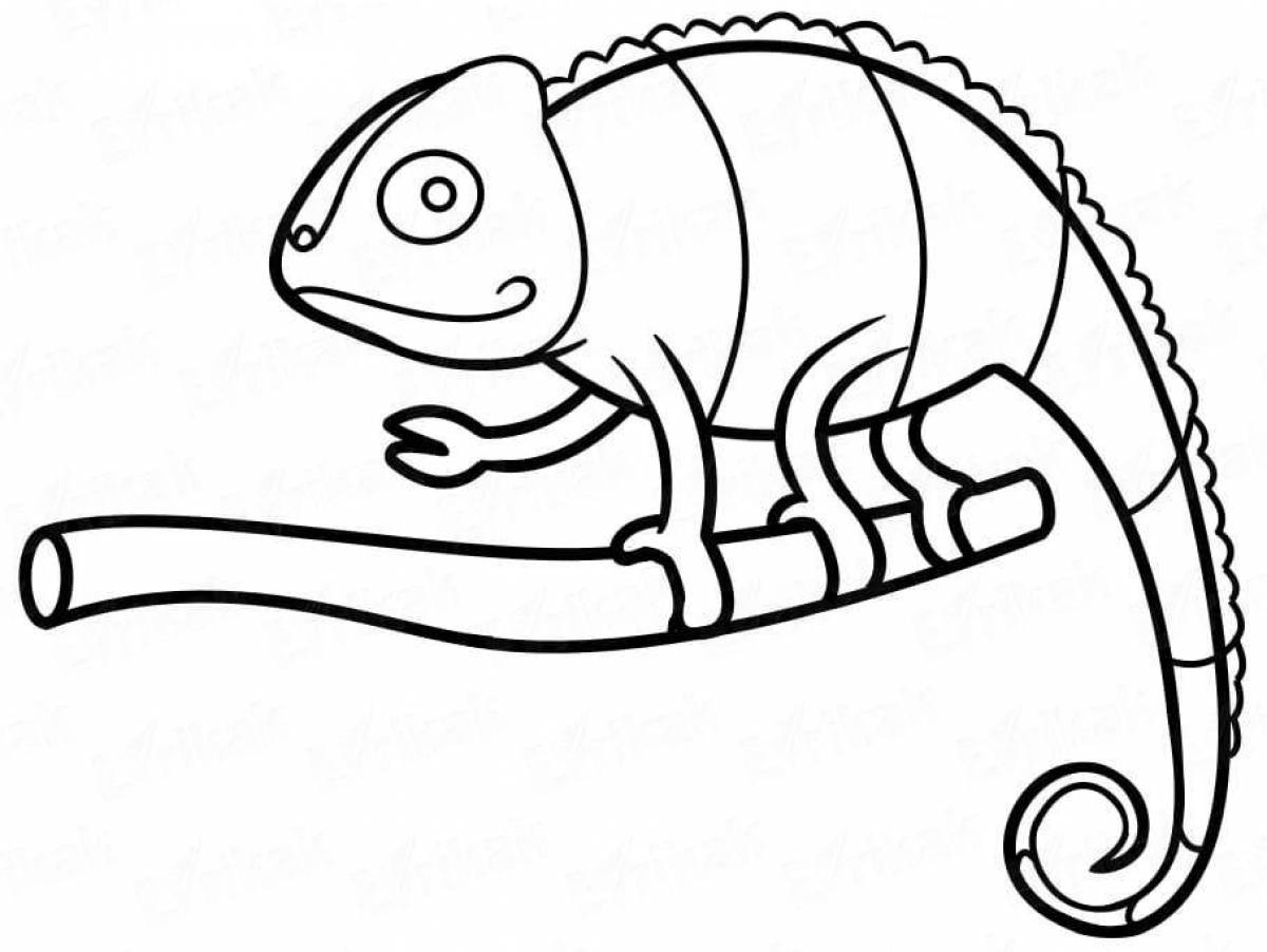 Animated chameleon coloring page