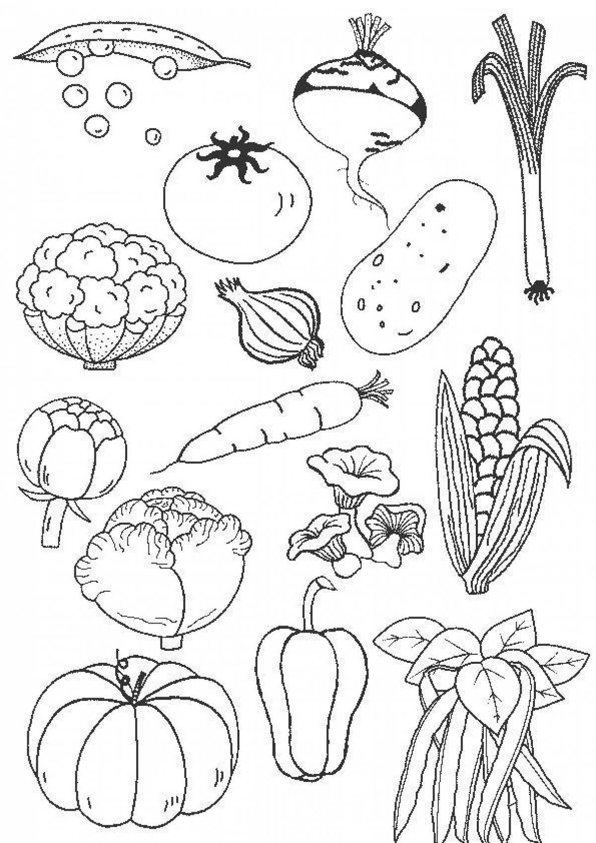 Great vegetable coloring book for kids 6-7 years old