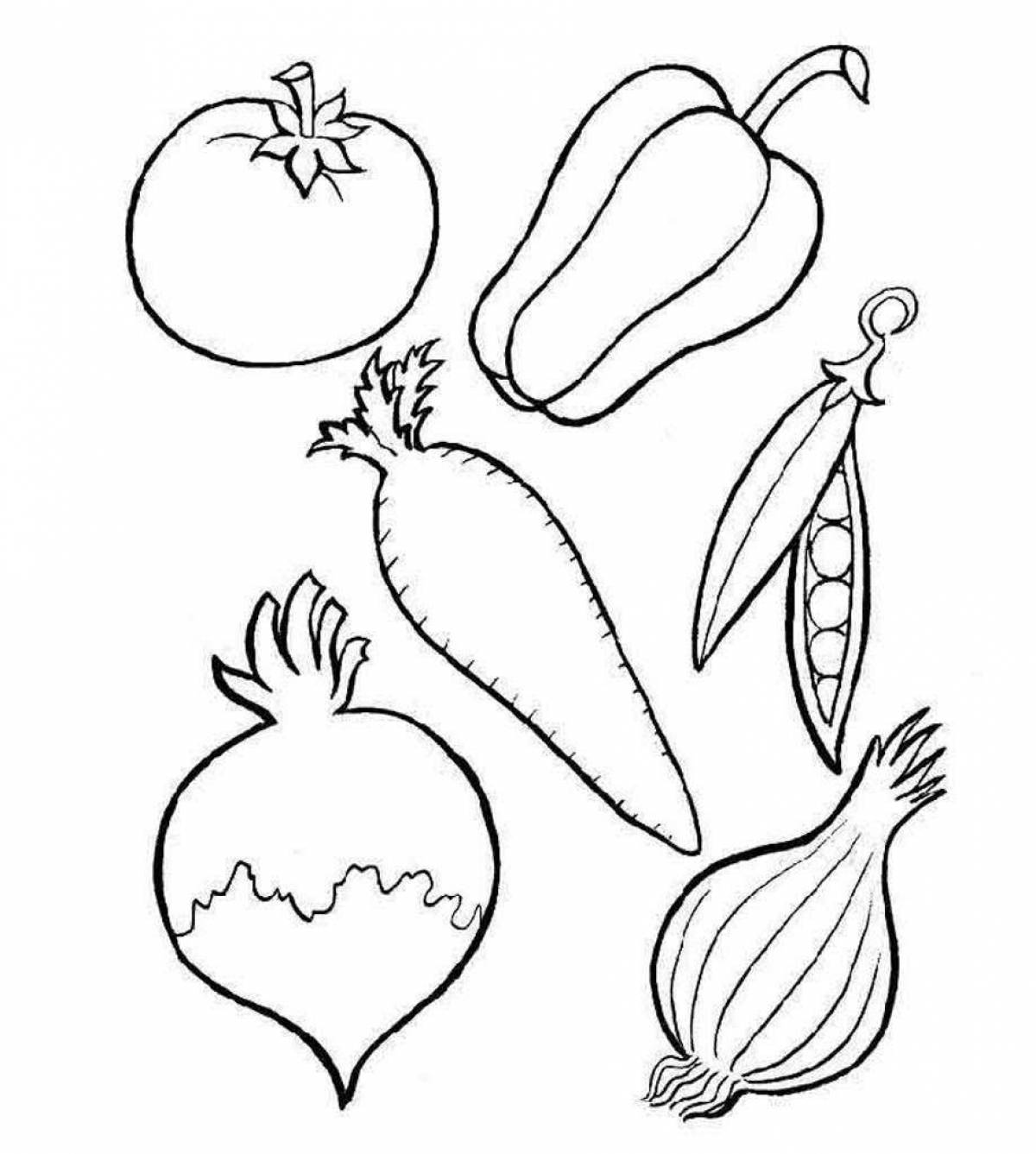 Wonderful vegetable coloring book for kids 6-7 years old