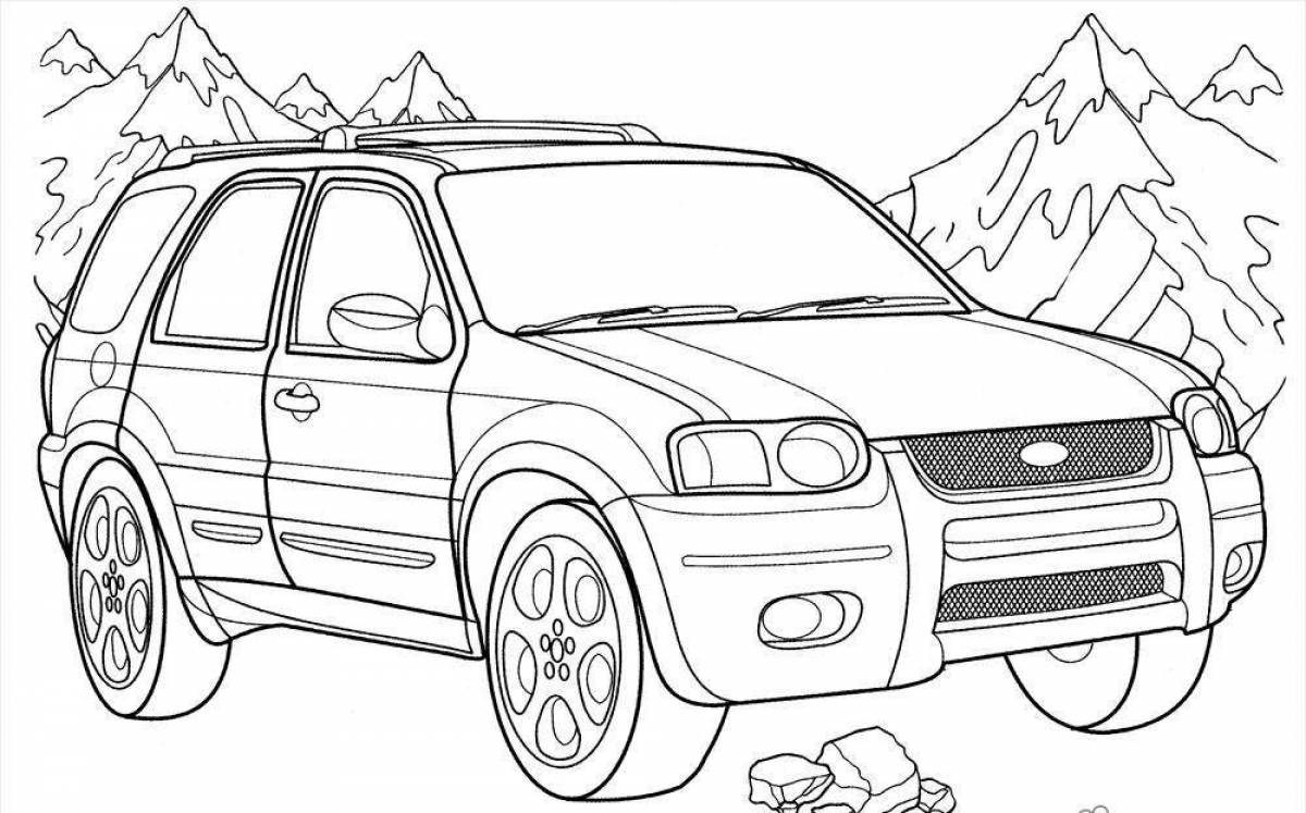 Cute cars coloring for 5-6 year olds