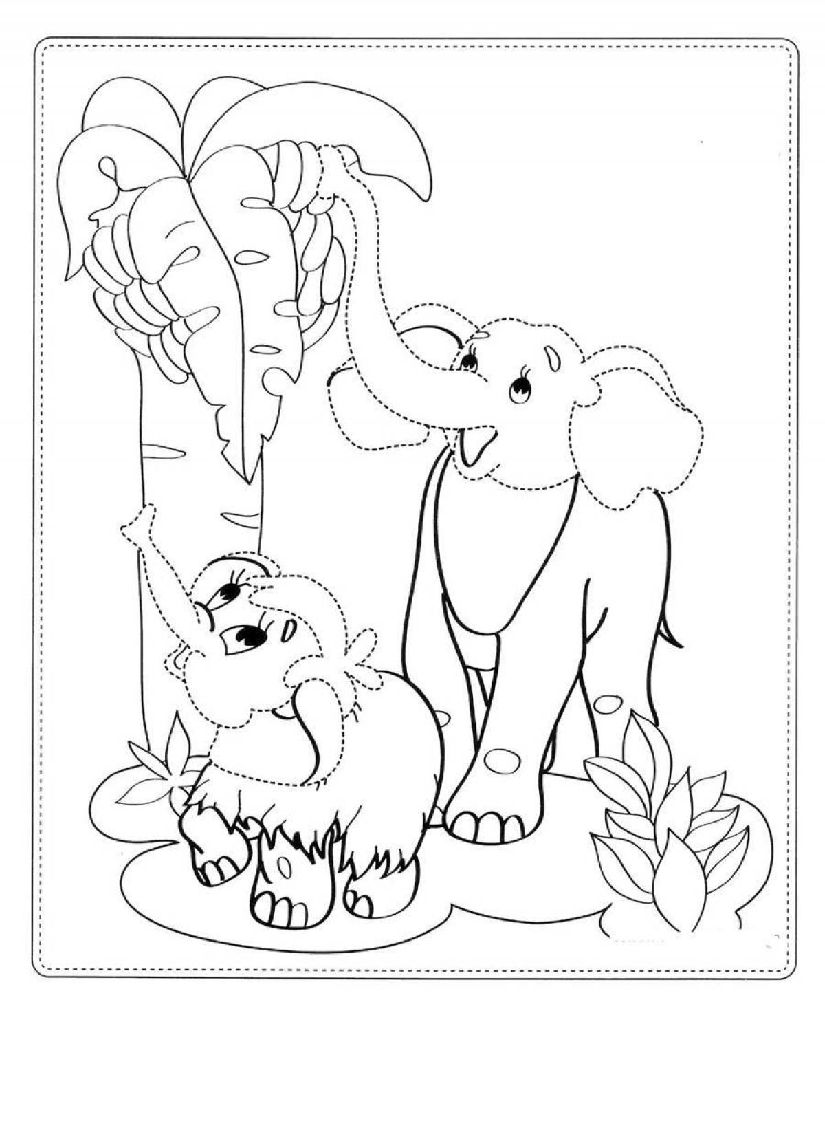 Adorable mammoth coloring page