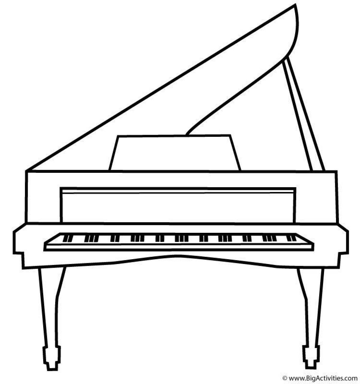 Красочная страница раскраски фортепиано