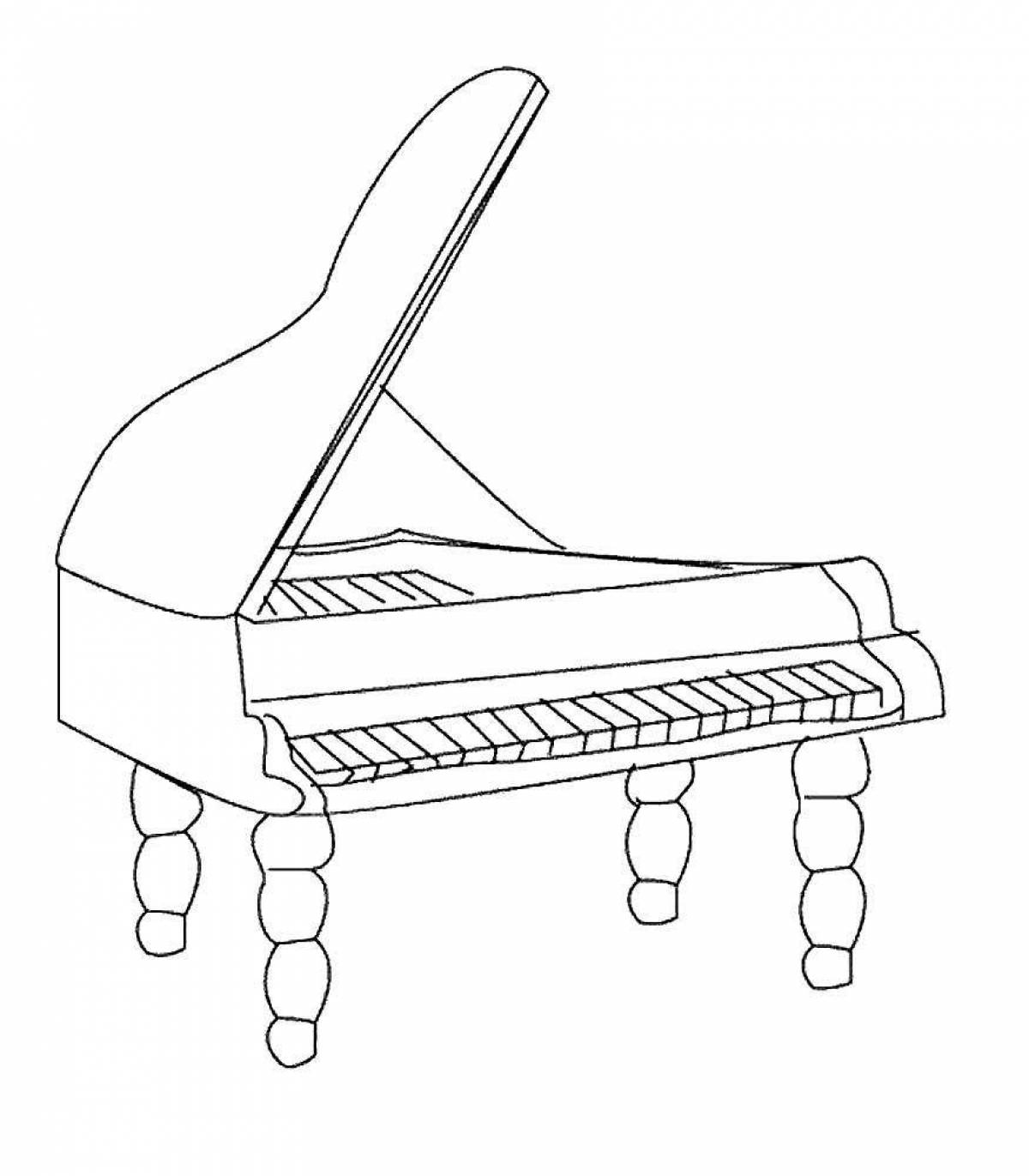 Яркая страница раскраски фортепиано