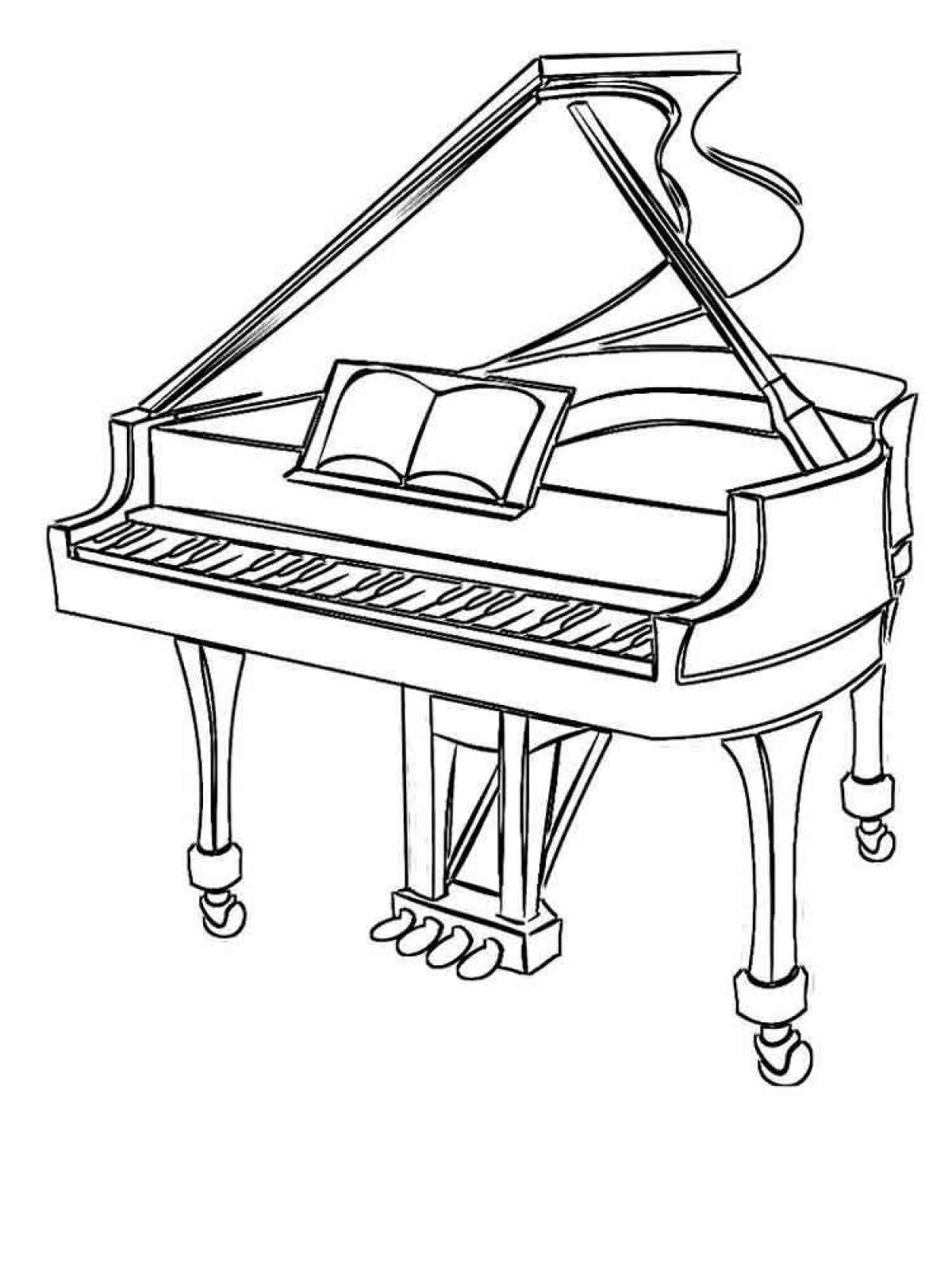 Игривая страница раскраски фортепиано