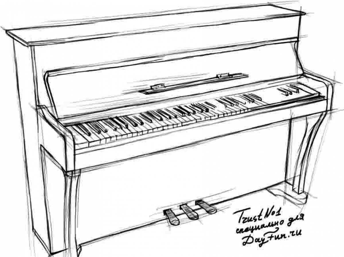 Изысканная страница раскраски фортепиано