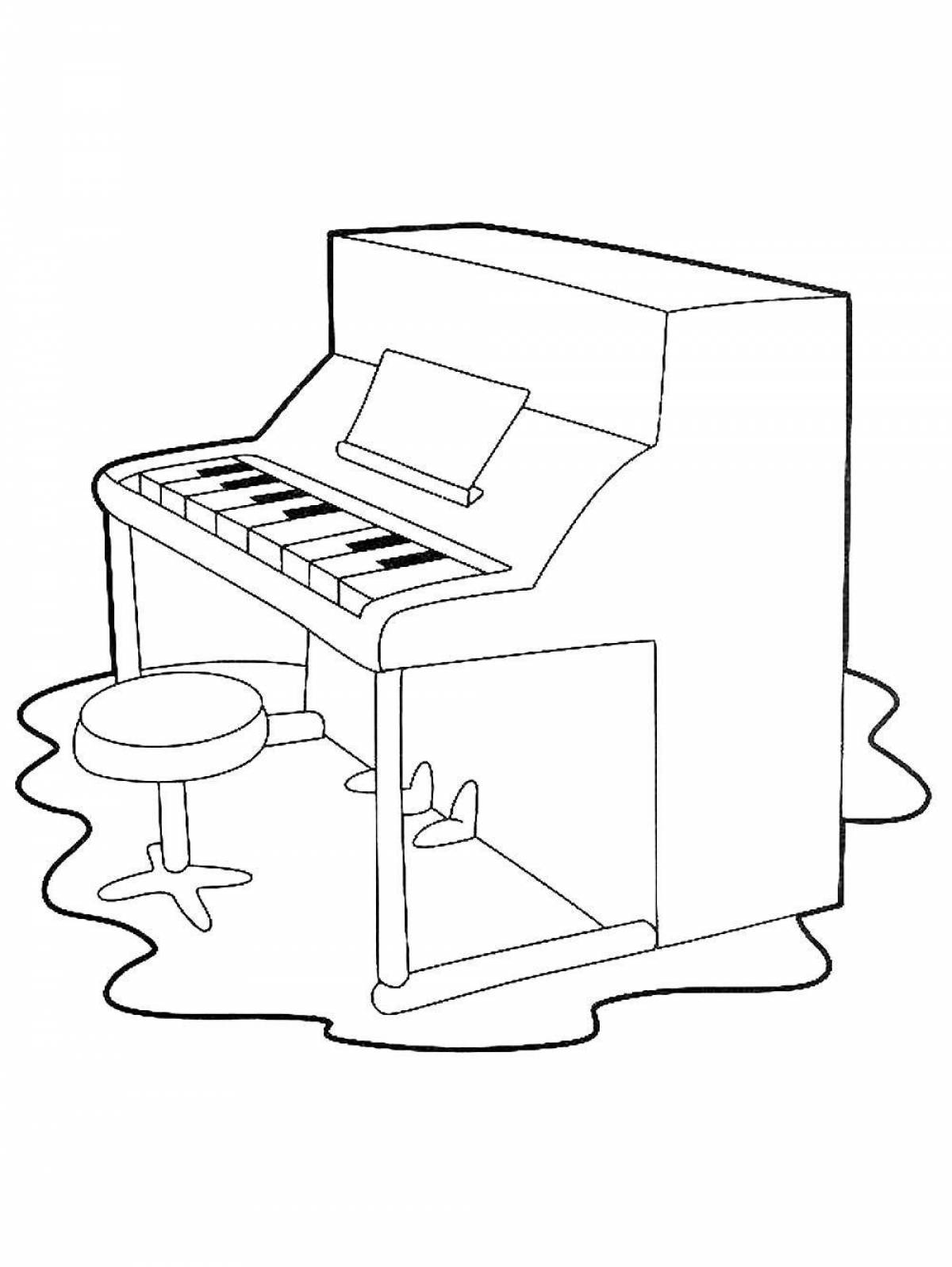 Энергичная страница раскраски фортепиано
