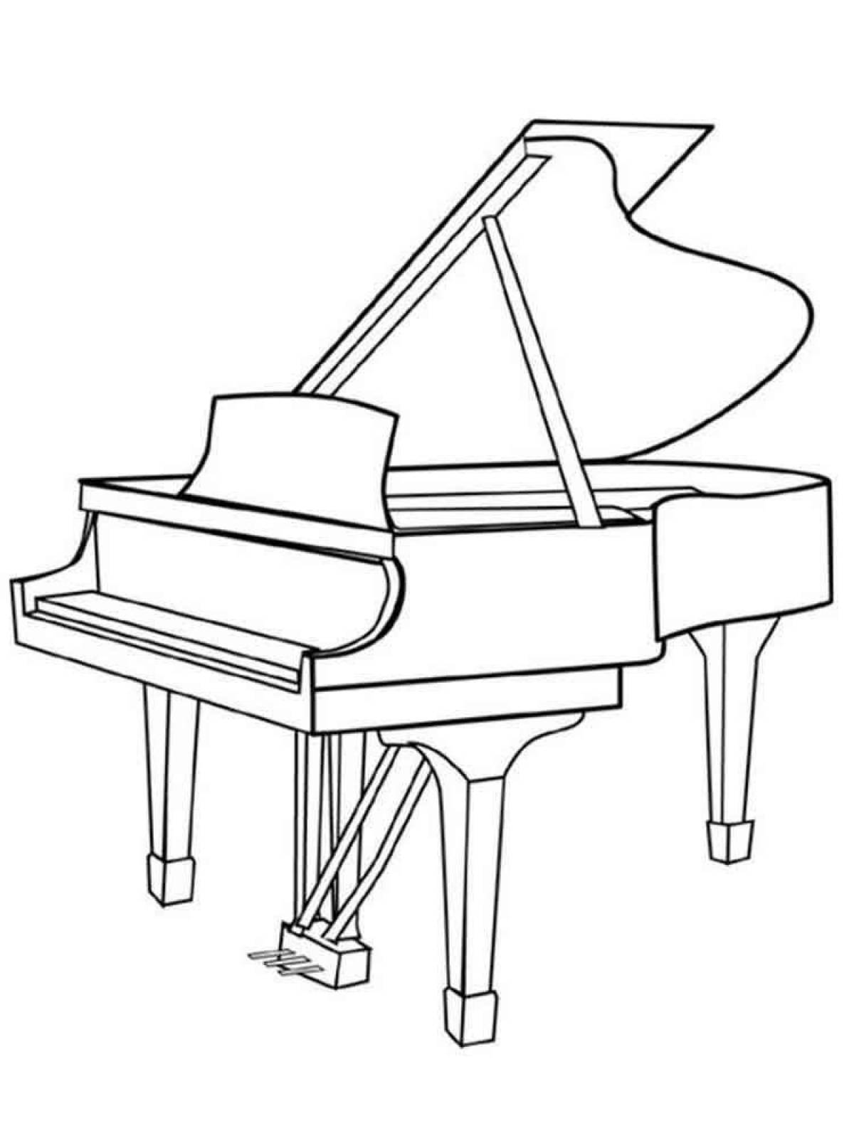 Оживленная страница раскраски фортепиано