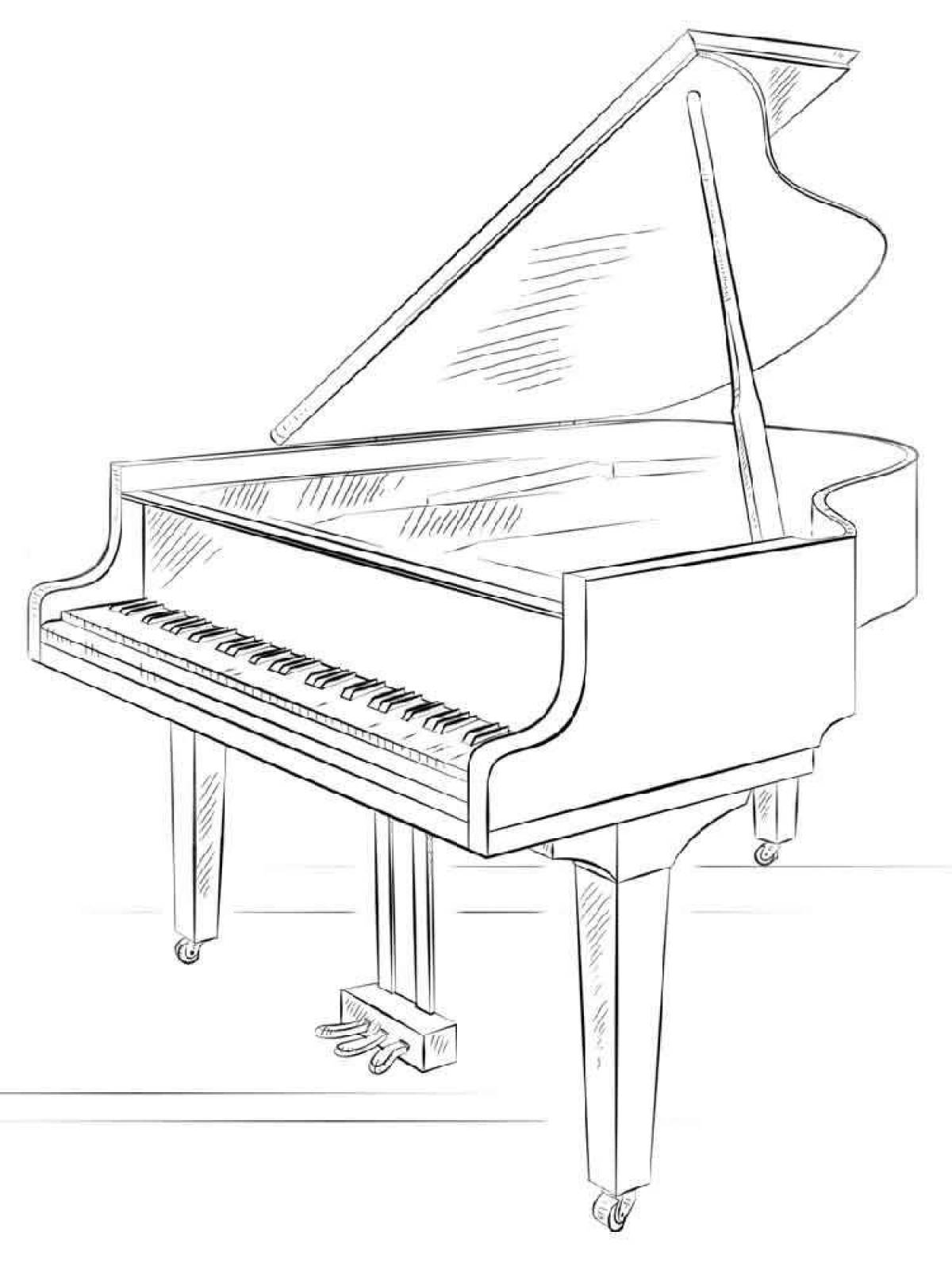 Анимированная страница раскраски фортепиано