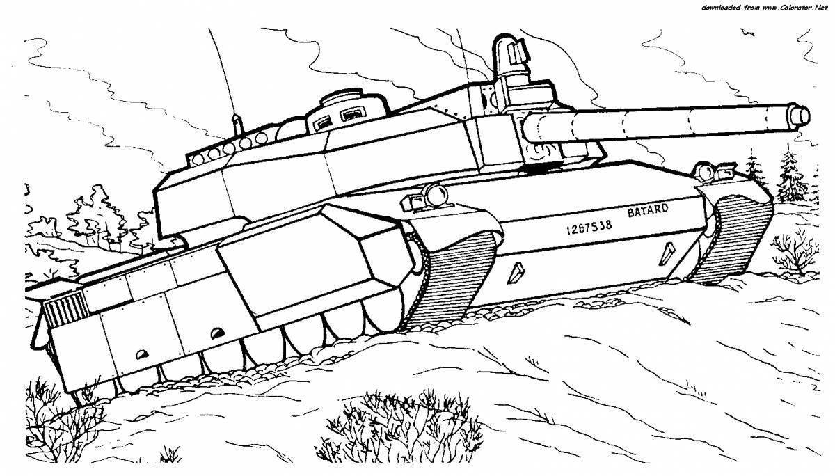 Ratte tank coloring page with complex design