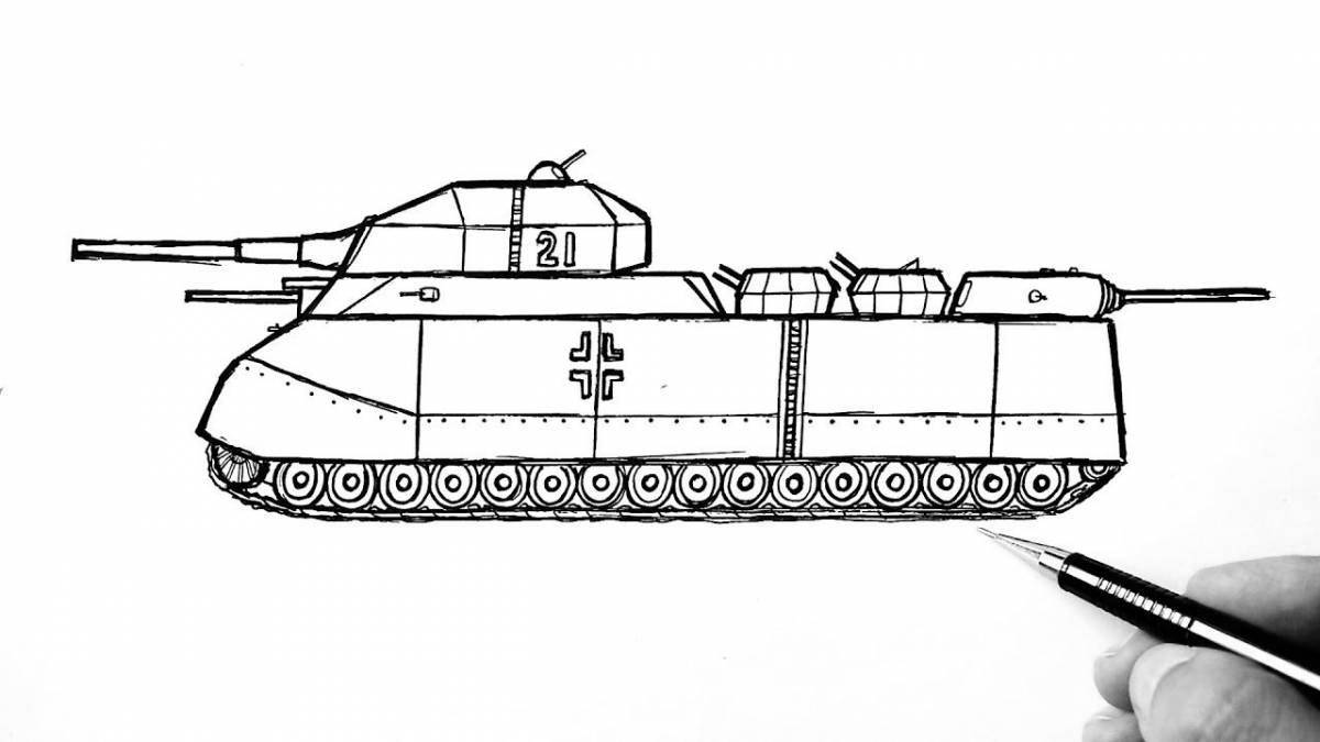 Artistically created ratte tank skin