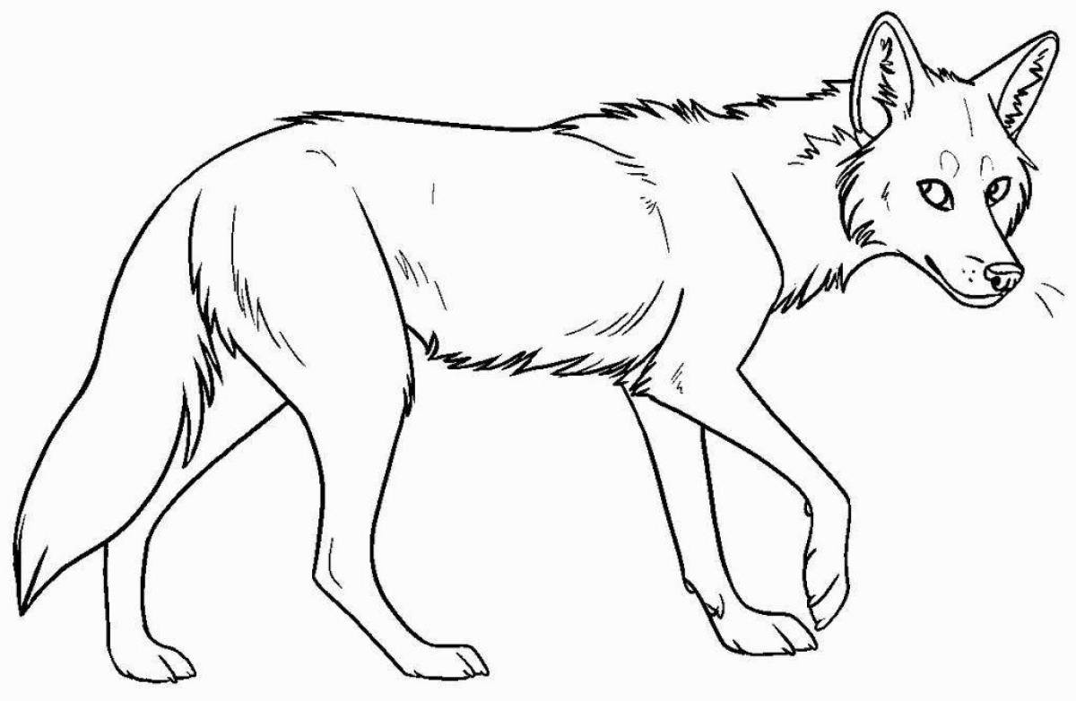 Coloring book bright red wolf
